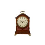 A LATE 18TH CENTURY GEORGE III MAHOGANY AND BRASS MOUNTED TWIN FUSEE BRACKET CLOCK SIGNED HEITSZMAN