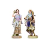A PAIR OF LATE 19TH CENTURY CONTINENTAL CERAMIC FIGURES OF ARABS