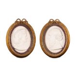 A PAIR OF LATE 19TH CENTURY MARBLE PORTRAIT RELIEFS IN GILTWOOD FRAMES