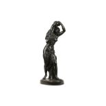 AFTER CLAUDE MICHEL CLODION (1738-1814) A LARGE 19TH CENTURY FRENCH BRONZE FIGURE OF A MAIDEN CARRYI