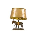 AN EARLY 20TH CENTURY VIENNESE COLD PAINTED SPELTER FIGURE OF A DONKEY ADAPTED AS A LAMP BASE