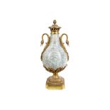 A LOUIS XVI STYLE GILT METAL AND MARBLE LAMP BASE