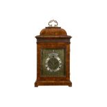 A 19TH CENTURY AND LATER WALNUT AND MARQUETRY FUSEE BRACKET CLOCK WITH NIGHT DIAL