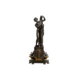 A FINE EARLY 19TH CENTURY FRENCH EMPIRE PERIOD BRONZE FIGURE OF THE VENUS CALLIPYGE, AFTER THE ANTIQ