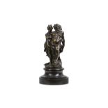 AFTER PIERRE I LEGROS (1629-1714): A LATE 18TH / EARLY 19TH CENTURY FRENCH BRONZE GROUP OF SILENUS,