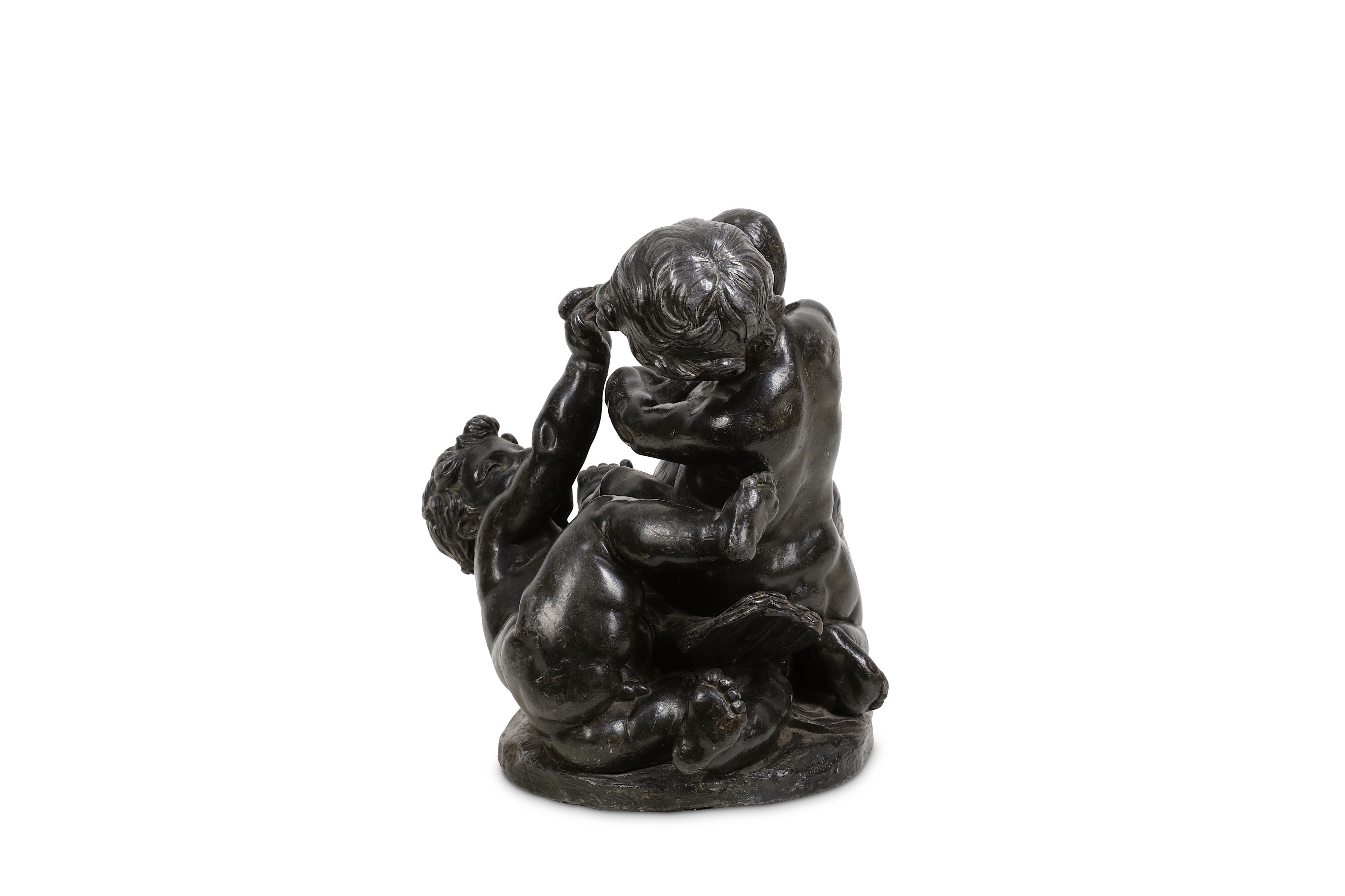 AN 18TH CENTURY FRENCH LEAD MODEL OF TWO PUTTI PLAYING WITH A GOOSE - Image 3 of 4