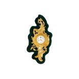 A SMALL LATE 19TH CENTURY FRENCH GILT BRONZE ROCOCO STYLE CARTEL CLOCK