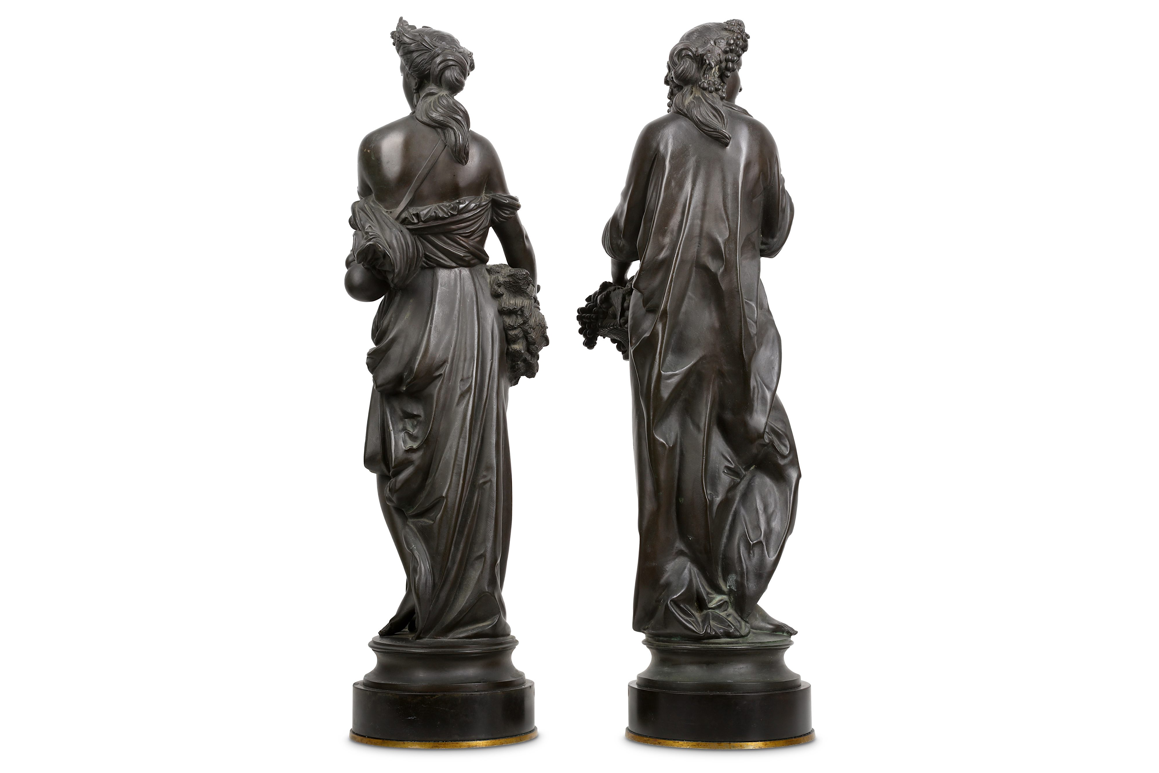 PAUL DUBOIS (FRENCH, 1829-1905): A PAIR OF BRONZE FIGURES OF MAIDENS - Image 3 of 6