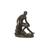 AFTER THE ANTIQUE: A LATE 19TH CENTURY NEAPOLITAN BRONZE OF THE SEATED MERCURY