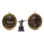 A PAIR OF 19TH CENTURY BRONZE RELIEFS DEPICTING NUDE MAIDENS