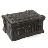 A Carton Pierre casket for the Staunton Chessmen by Jaques with cover,