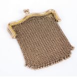 A 9ct rose gold chain mesh purse,