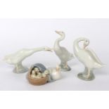 Four Lladro figures of ducks and geese,