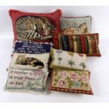 Eight modern needlework cushions,