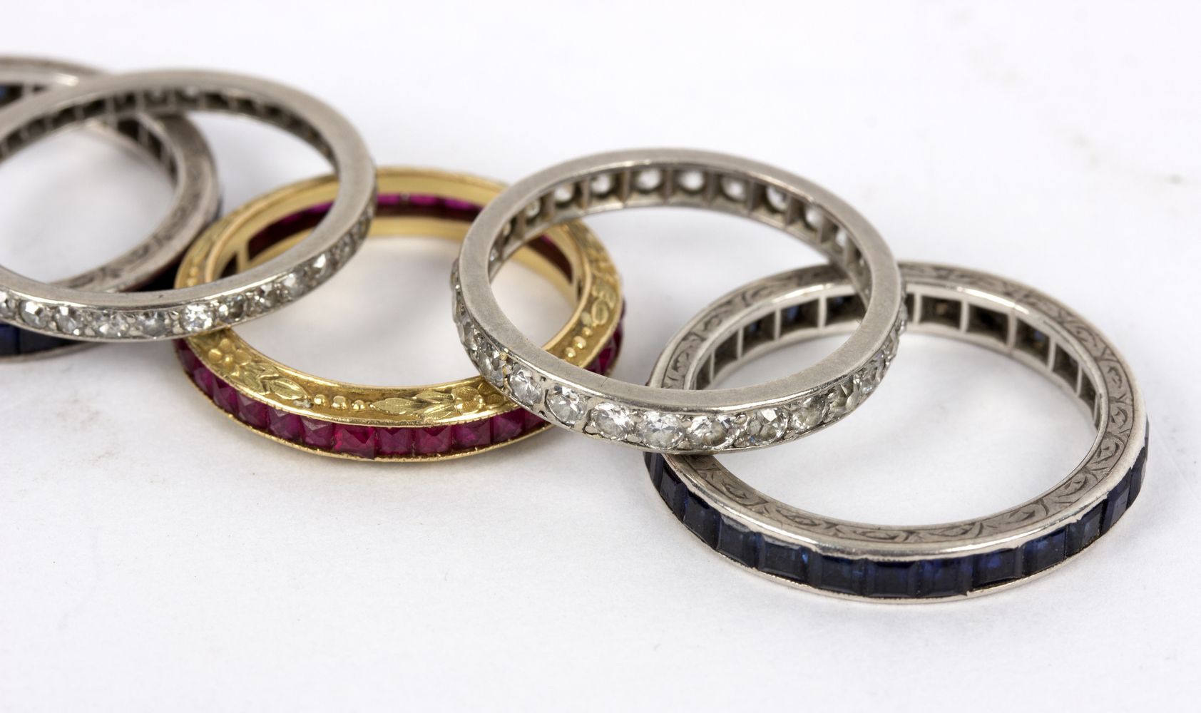 A diamond eternity ring set in precious white metal, size P½, another similar (lacking a stone), - Image 2 of 2