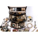 A quantity of costume jewellery including silver, marcasite, faux pearls, etc.