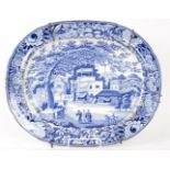 A Riley's blue and white Eastern Street Scene meat dish with figures in the foreground, 48.