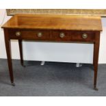 A George IV mahogany table fitted two drawers on square taper legs,