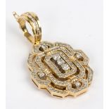 A diamond pendant/brooch with removable fixings, of concentric rectangular design,