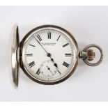 A silver half-hunter pocket watch by R Behrendt of Kimberley,