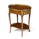 A late 19th Century gilt metal kingwood and satinwood table,