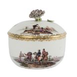 A Meissen circular sugar bowl and cover, circa 1750-60,