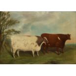 James Freeman (British 19th Century)/Two Naive Cattle/dated 1862/oil on canvas, 45.5cm x 65.