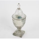 A cut glass bonbonnière and cover, of vase shape, 31cm high,