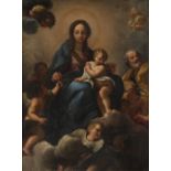 18th Century Italian School/The Holy Family with Cherubs/oil on canvas,