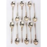 Twelve silver apostle top teaspoons, John & Frank Pairpoint, import marks for London 1879,