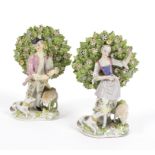 A pair of Staffordshire figures, Piper with companion,