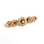 A late Victorian split pearl and diamond bar brooch,