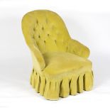 A Victorian button back chair on turned legs/Provenance: Beverston Castle Condition