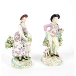 A pair of Derby figures, Shepherdess with companion,