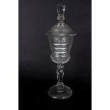 A cut glass goblet and cover, 19th Century,