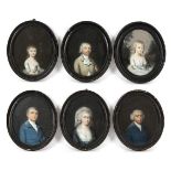 Attributed to Rolinda Sharples (British 1794-1838)/A family group of six oval portrait/pastel, 24.