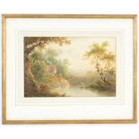 J Gibbs (19th Century)/Fishing by Lake/signed and dated 1835/watercolour, 21.