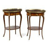 A pair of Louis XV style occasional tables each fitted a drawer,