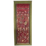 A Chinese embroidered silk pictorial hanging, late 19th Century,