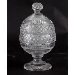 A hobnail cut glass preserve jar and cover, first half 19th Century,