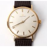 A gentleman's 9ct gold cased Certina wristwatch, circa 1980, the circular dial with baton markers,