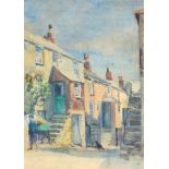 Early 20th Century English School/Street Scene with Cottages/watercolour, 37cm x 26.