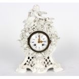 A German white porcelain clock case, late 19th Century,