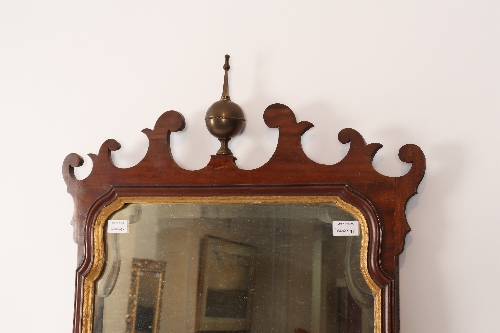 A George III mahogany fret carved wall mirror, - Image 2 of 2