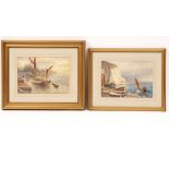 Arthur W Perry (19th/20th Century)/Fishing Boats under White Cliffs/signed lower left/watercolour,