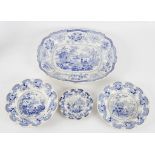 A Maddock and Sedden meat plate printed with Fairy Villas pattern, 43cm wide,