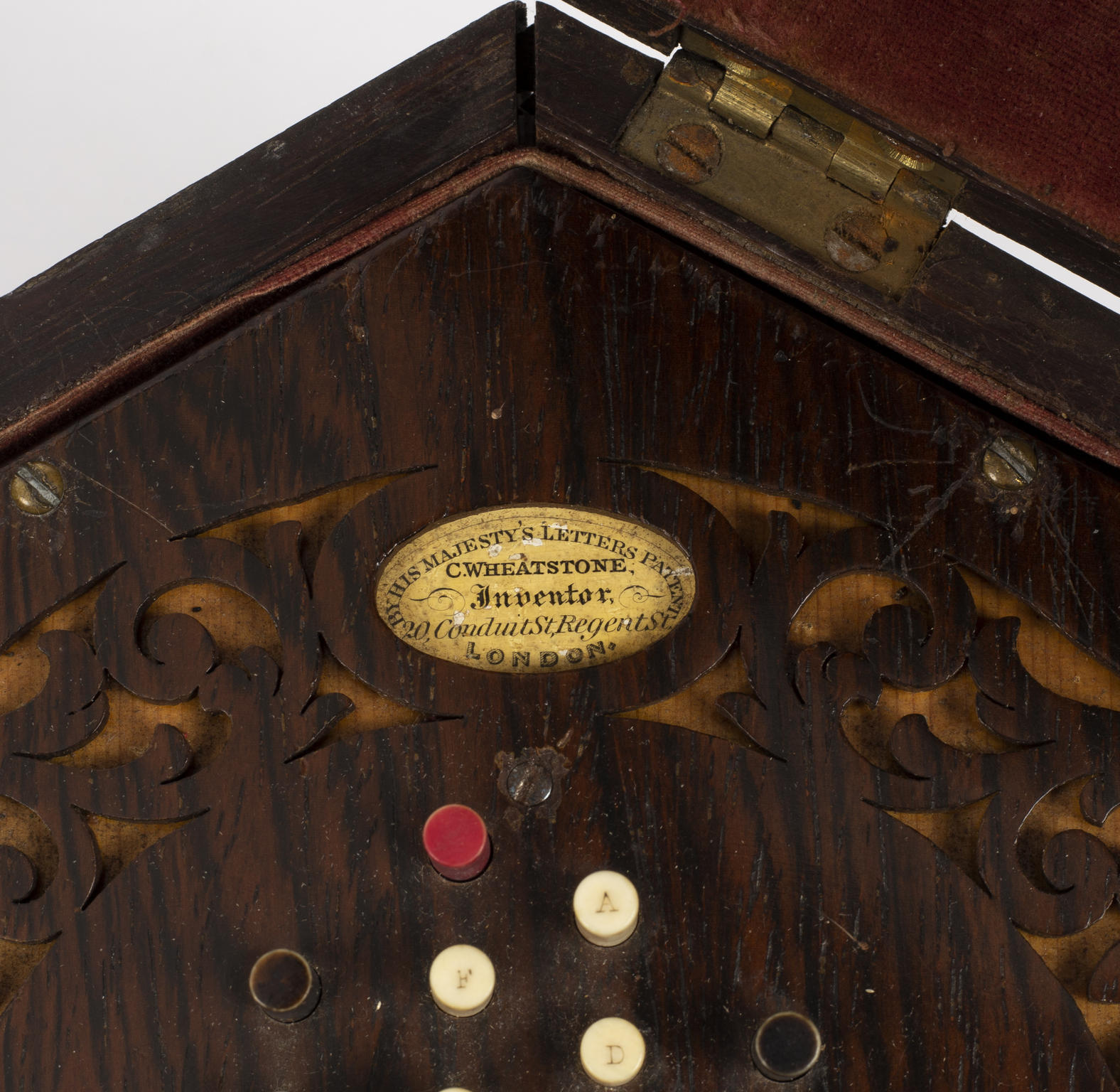 A rosewood cased 48 key concertina, by Charles Wheatstone, in original fitted hexagonal box, - Image 3 of 8