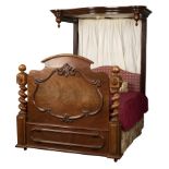 A Victorian mahogany framed half-tester bed,