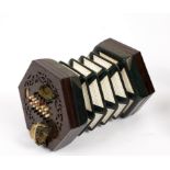 A rosewood cased 48 key concertina, by Charles Wheatstone, in original fitted hexagonal box,