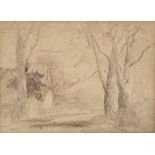 Manner of John Sell Cotman/Country Lane with Cottage/pencil drawing, 11.